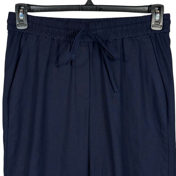 J. Crew Factory SZ 4 Cuffed Pants Linen Blend Pocket Mid-Rise Drawstring Pull-On - Picture 2 of 8